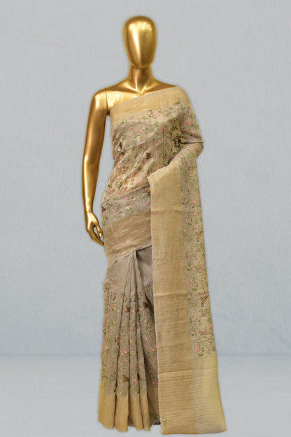 Linen Embroidery Saree