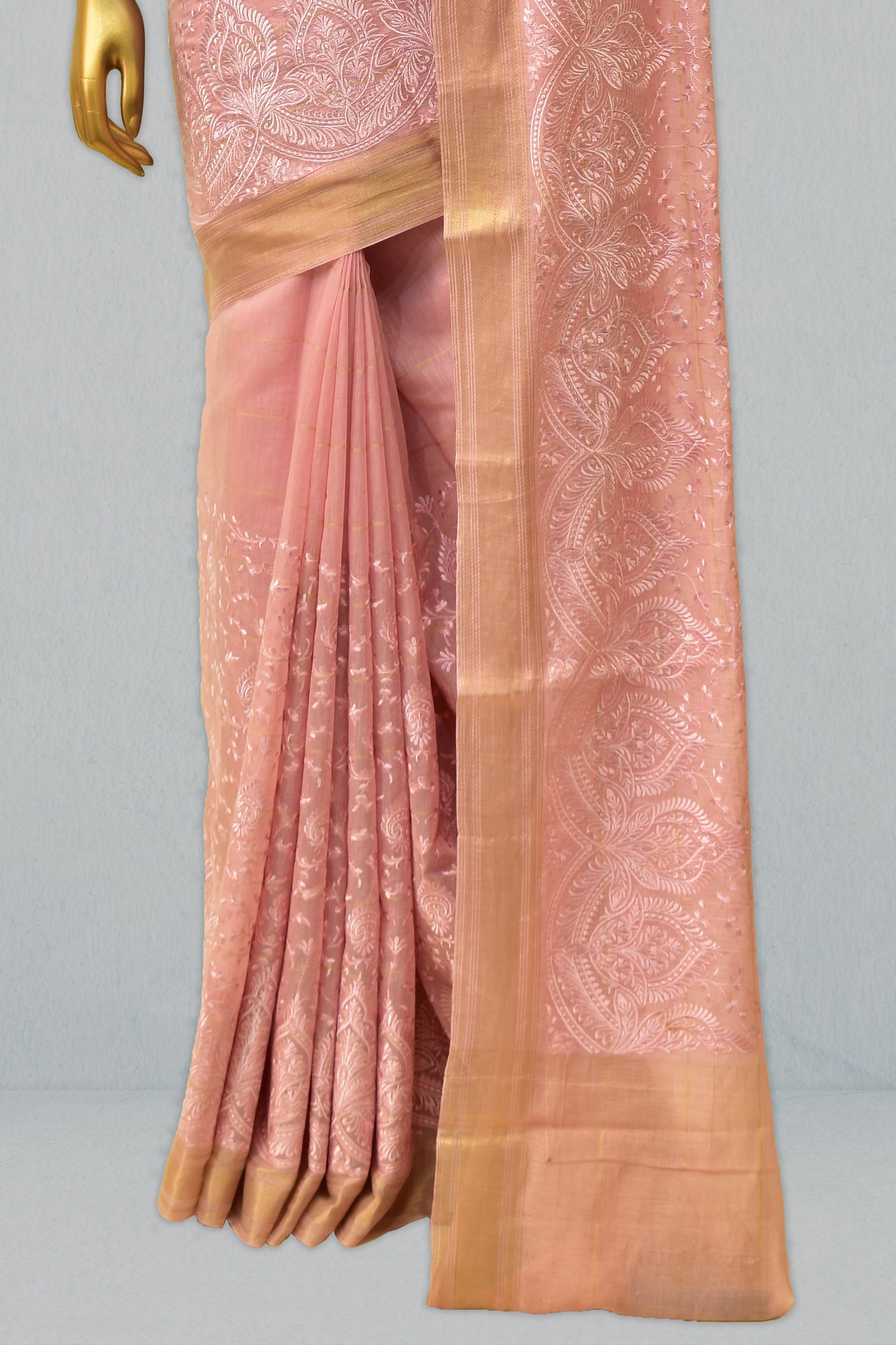 Kora Embroidery Saree